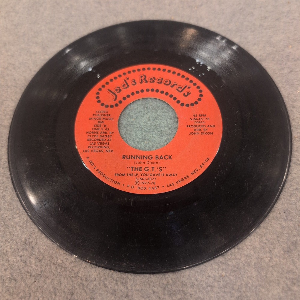 The G.T.'s You Gave It Away Running Back 45 RPM Vinyl Jed's Record's SJM-45178‎ - Picture 4 of 4
